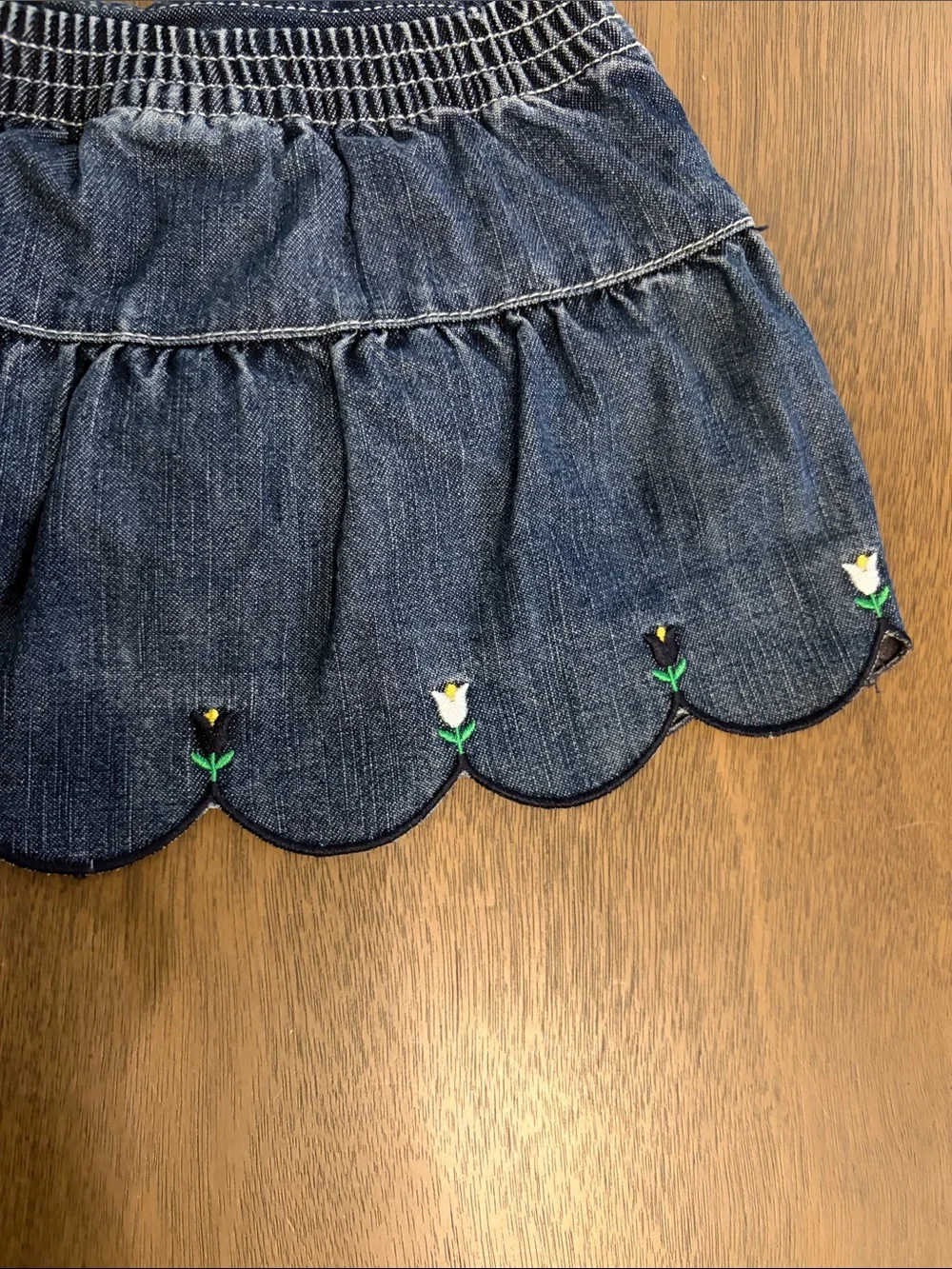 Vintage Gymboree Blue Denim Scalloped Tulips & Two Turtles Size 12-18 Months